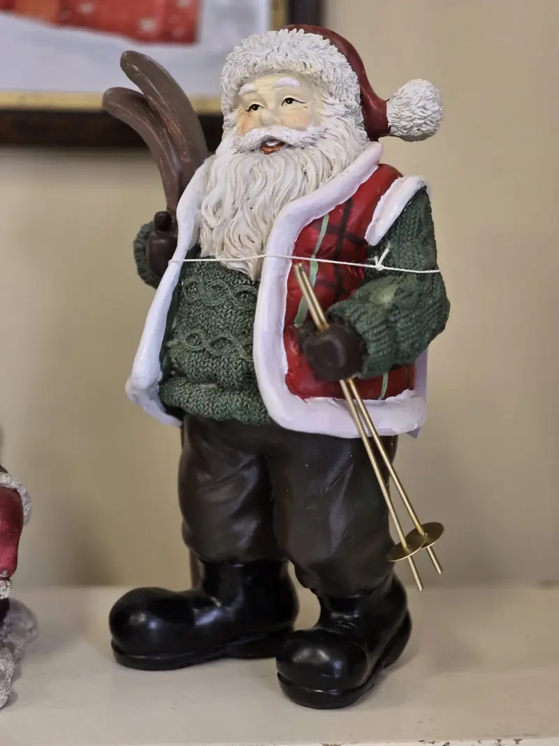 Statuetta decorativa babbo natale con ski 15x11x25 cm