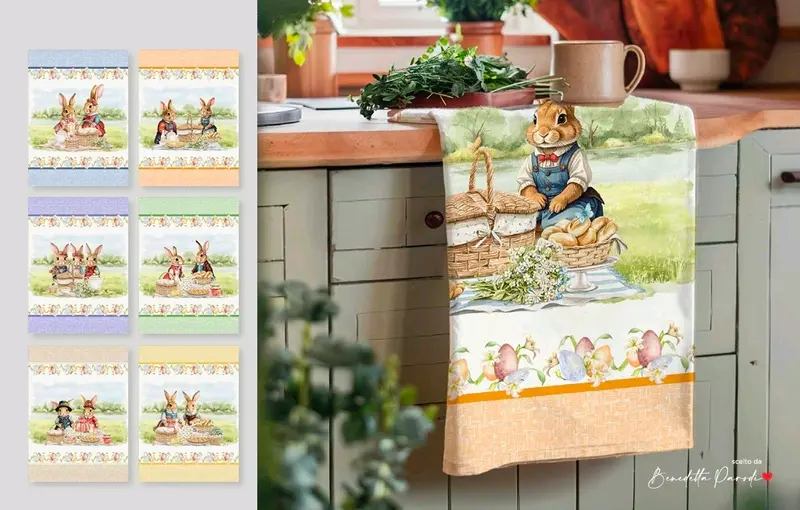 Strofinacci da Cucina Pasquali Vintage Easter -Set da 6