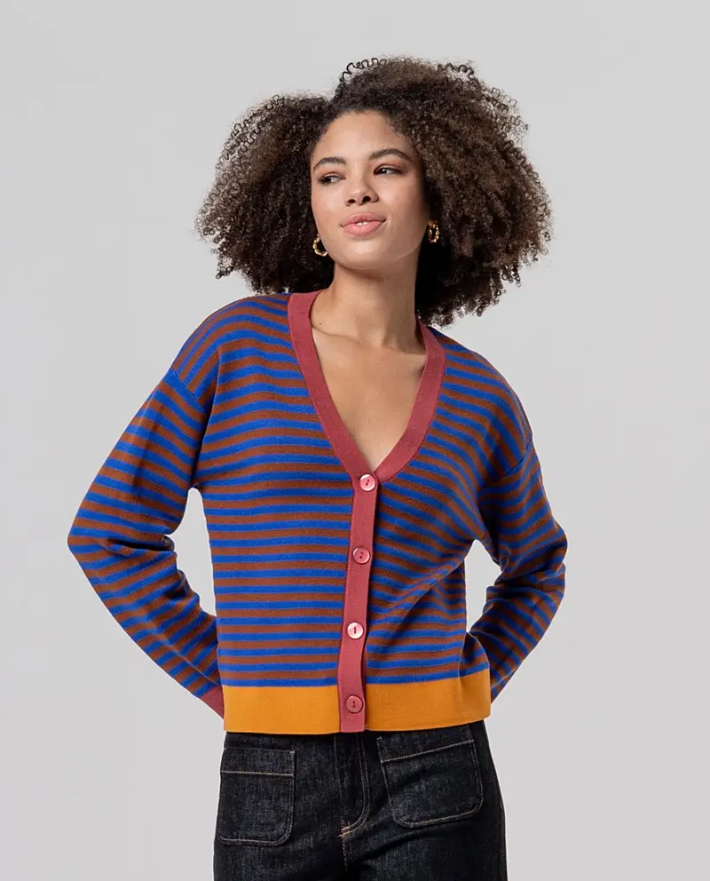 Surkana - Cardigan Righe Fun Blu