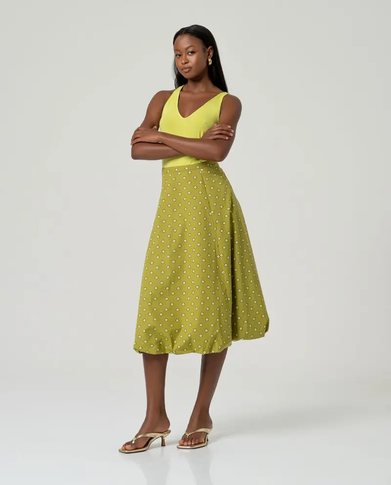 Surkana - Gonna lunga Dots Verde acido - S