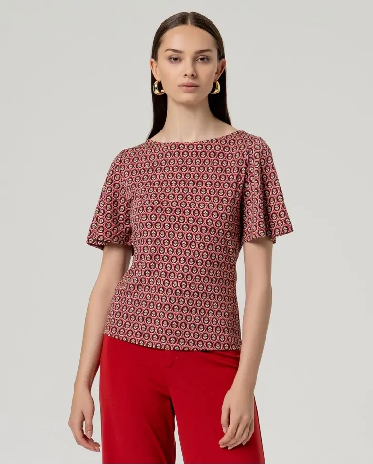 Surkana - Maglia Medaglioni Floreali Rosso