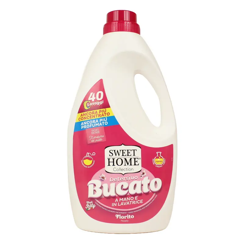 SWEET HOME DETERSIVO LIQUIDO BUCATO A MANO e LAVATRICE FIORITO 40 LAVAGGI 2000 ML