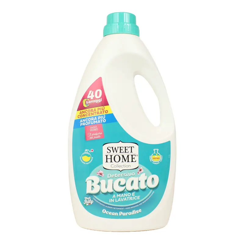 SWEET HOME DETERSIVO LIQUIDO BUCATO A MANO e LAVATRICE OCEAN PARADISE 40 LAVAGGI 2000 ML