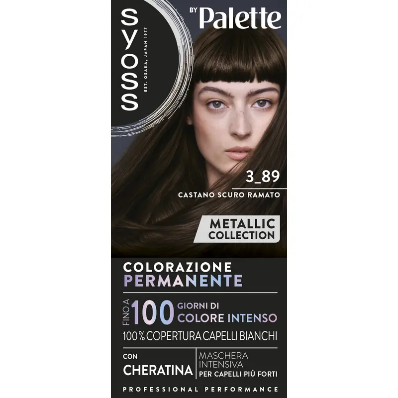 SYOSS by PALETTE COLORAZIONE PERMANENTE CON CHERATINA METALLIC COLLECTION 3-89 CASTANO SCURO RAMATO