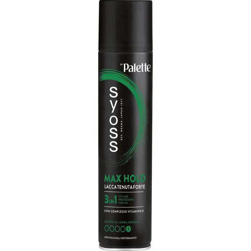 SYOSS by PALETTE LACCA MAX HOLD TENUTA FORTE CON COMPLESSO VITAMINICO DI LUNGA DURATA 3in1 STYLING, PROTEZIONE, TENUTA 300 ML