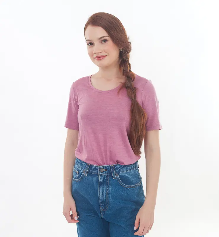T-shirt Donna in Lana Merino Bio e Seta di Gelso