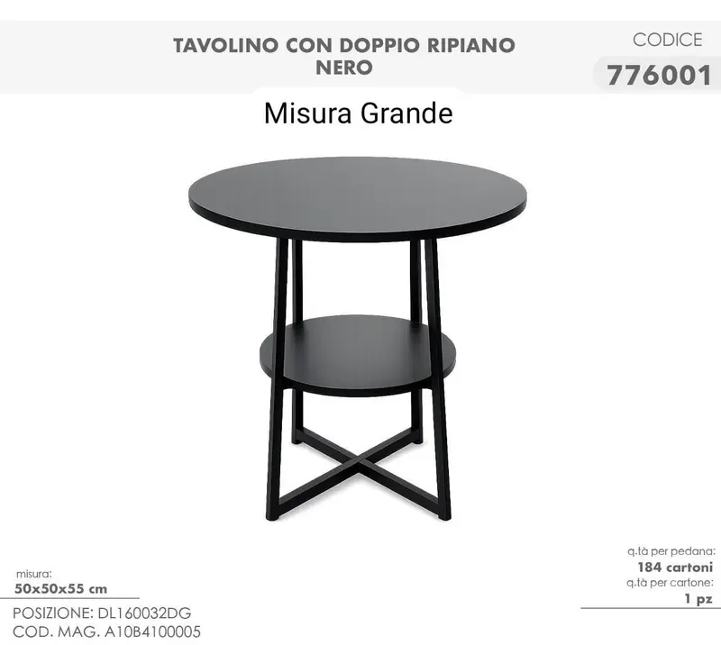 Tavolino con doppio ripiano