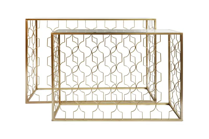Tavolo Consolle ingresso in metallo colore oro 100cm | Rohome