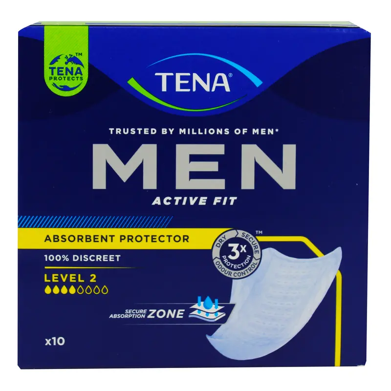 TENA MEN LEVEL 2 10 PZ. PROTEZIONI ASSORBENTI MASCHILI DISPOSITIVO MEDICO CE CL1