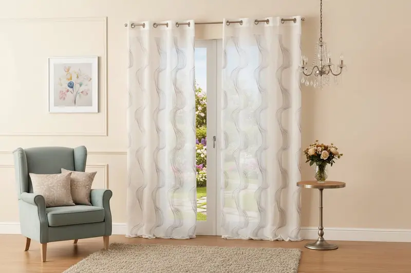 Tenda Margot ricamata square beige H. 280cm | Rohome