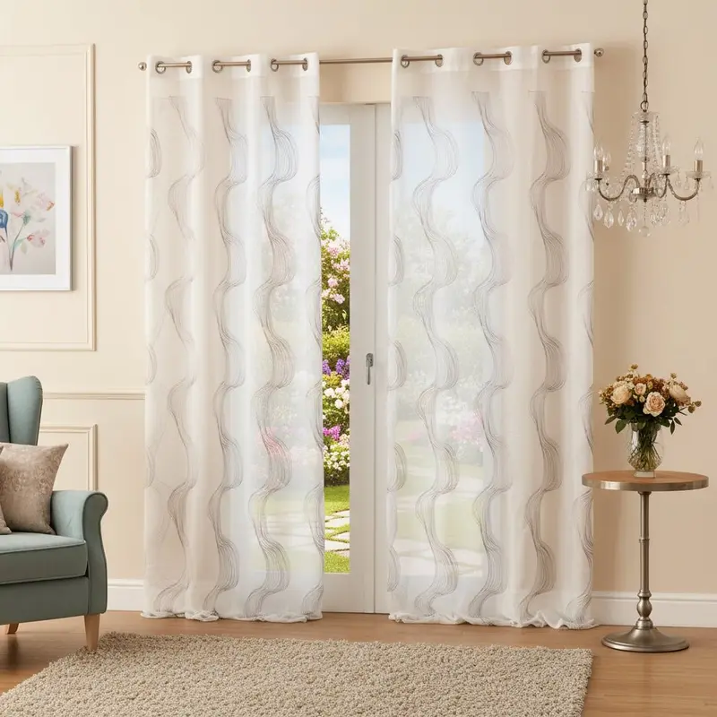 Tenda Margot ricamata Square grigio H. 280cm | rohome