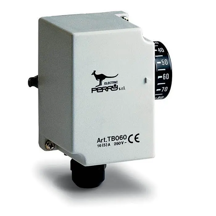 Termostato Perry TB060 – Contatto per Tubo 30-90°C Professionale per Controllo Temperatura Tubazioni
