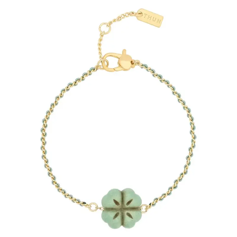 Thun - Bracciale catena e tessuto con quadrifoglio | Rohome