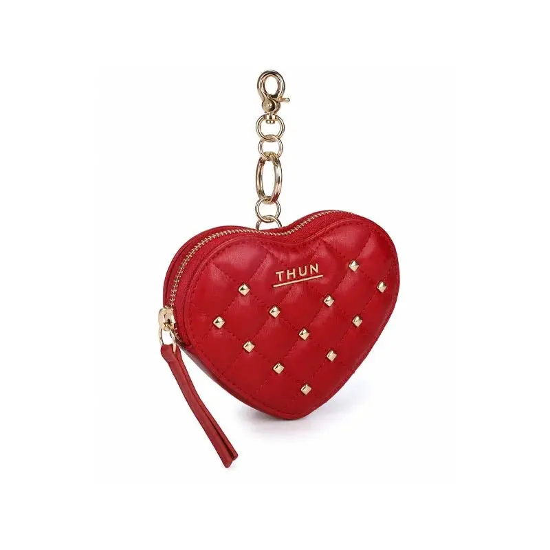 Thun – Portachiavi a forma di cuore in ecopelle con borchie colore ribes | Rohome