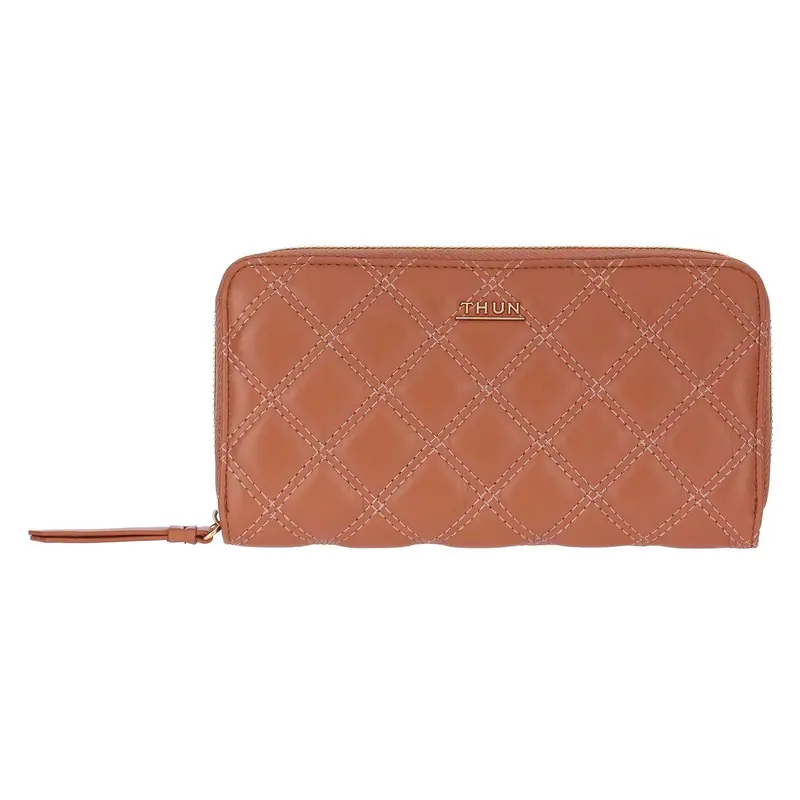 Thun – Portafoglio trapuntato con zip around, moka| Rohome