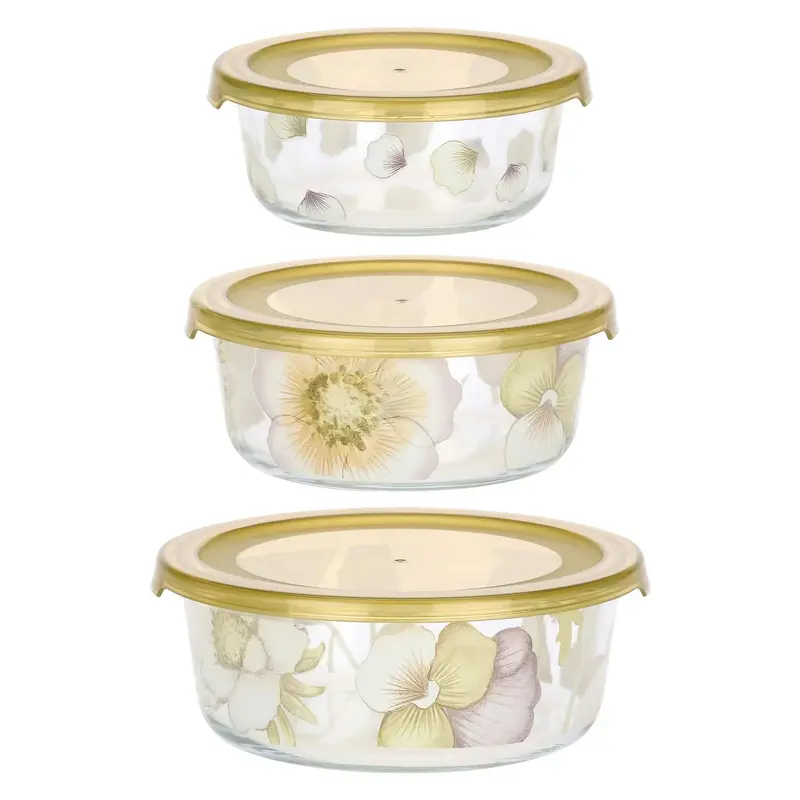 Thun- set 3 contenitori ermetici in vetro linea bloom| rohome