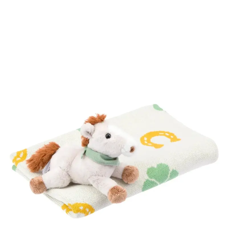 Thun - Set peluche cavallo con copertina tricot Dolce Fattoria | rohome