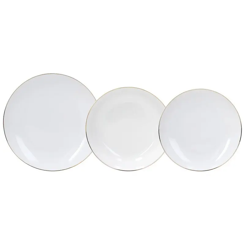 Tognana - Servizio tavola 18 pezzi Filo Oro Porcellana Bianco | rohome