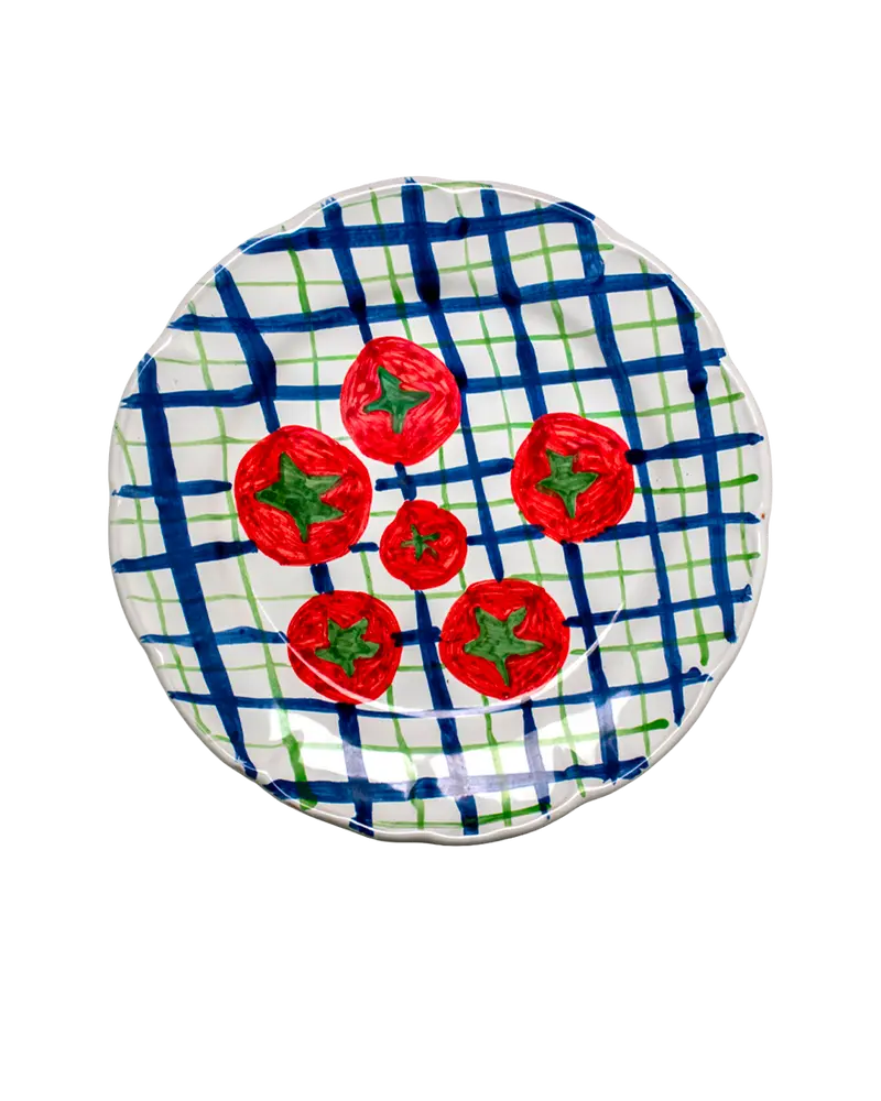 Tomato Dinner Plate - Blue & Green