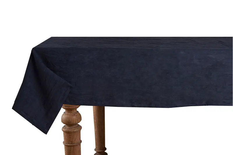 Tovaglia da tavola in 100% puro lino lavato delavè stone washed morbido resistente elegante made in italy  BLU NOTTE