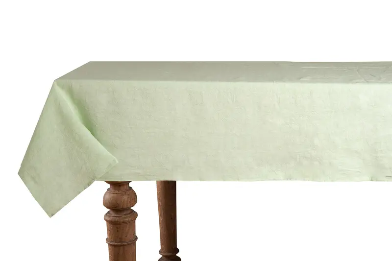 Tovaglia da tavola in 100% puro lino lavato delavè stone washed morbido resistente elegante made in italy  VERDE MENTA