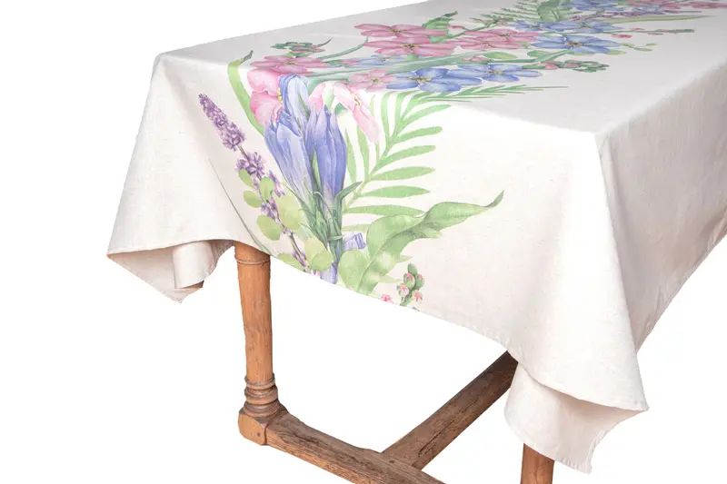 Tovaglia in misto lino stampato morbida resistente elegante made in italy FIORI DI CAMPO