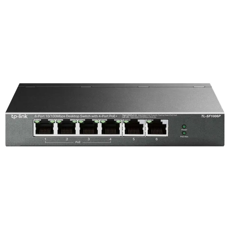 TP-Link TL-SF1006P switch di rete Non gestito Fast Ethernet (10/100) Supporto Power over Ethernet (PoE) Nero