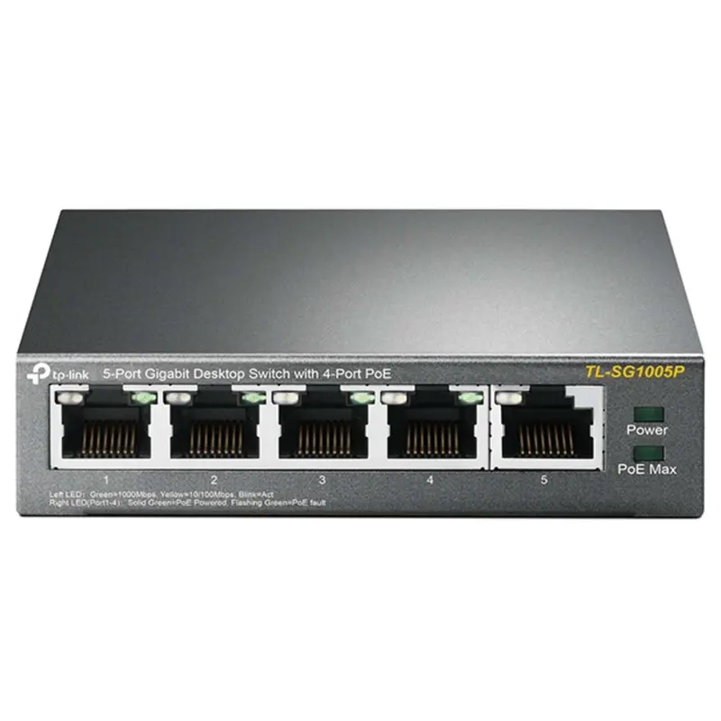 TP-Link TL-SG1005P Non gestito Gigabit Ethernet (10/100/1000) Supporto Power over Ethernet (PoE) Nero
