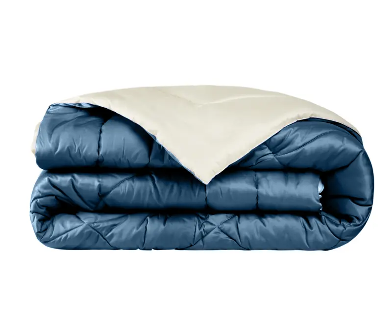 Trapunta matrimoniale Invernale bifaccia-double face in raso di puro cotone Made in Italy Beige/Ferro