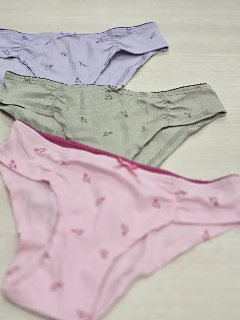Tris slip cotone fiorellini
