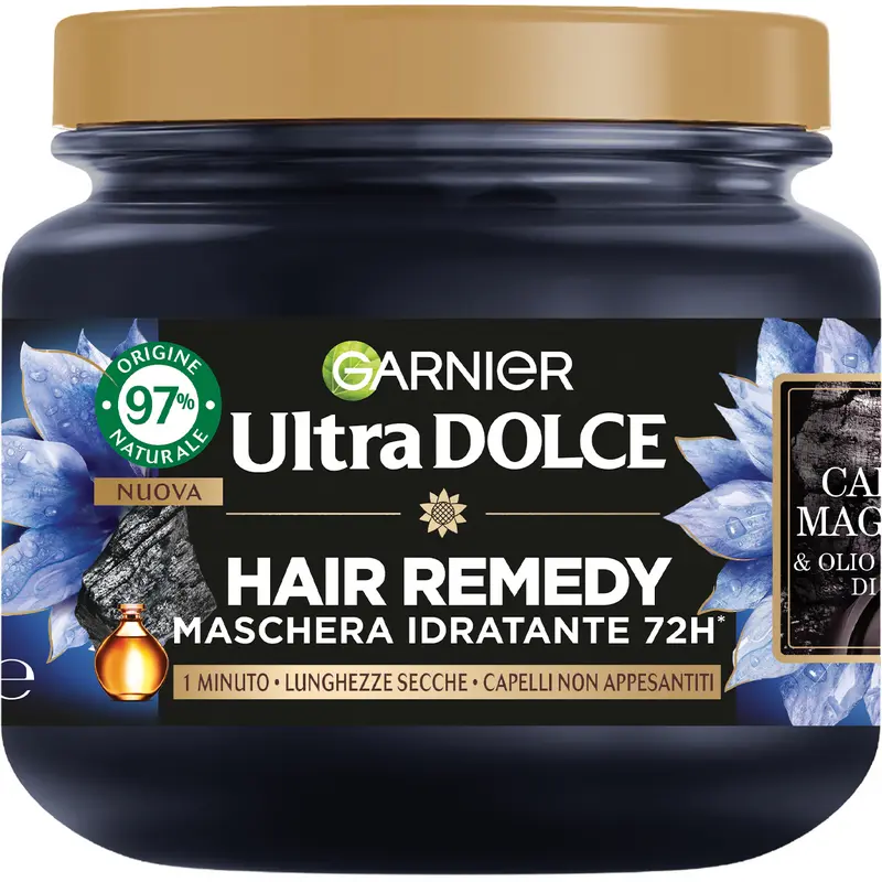 ULTRA DOLCE MASCHERA CAPELLI IDRATANTE 72H AL CARBONE MAGNETICO E OLIO DI SEMI NERI DI NIGELLA 340 ML