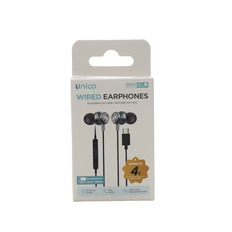 UNICO AURICOLARI IN-EAR IN METALLO CON MICROFONO INTERFACCIA TYPE-C GRIGIO CANNA DI FUCILE