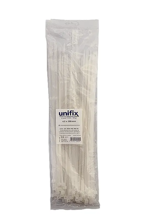 Unifix Fascette Cablaggio in Nylon Colore Bianco 360x4,5mm 100 pz
