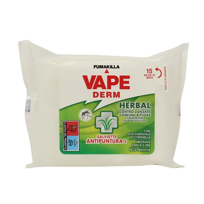 VAPE DERM HERBAL REPELLENTE ANTIPUNTURA SALVIETTE 15 PZ