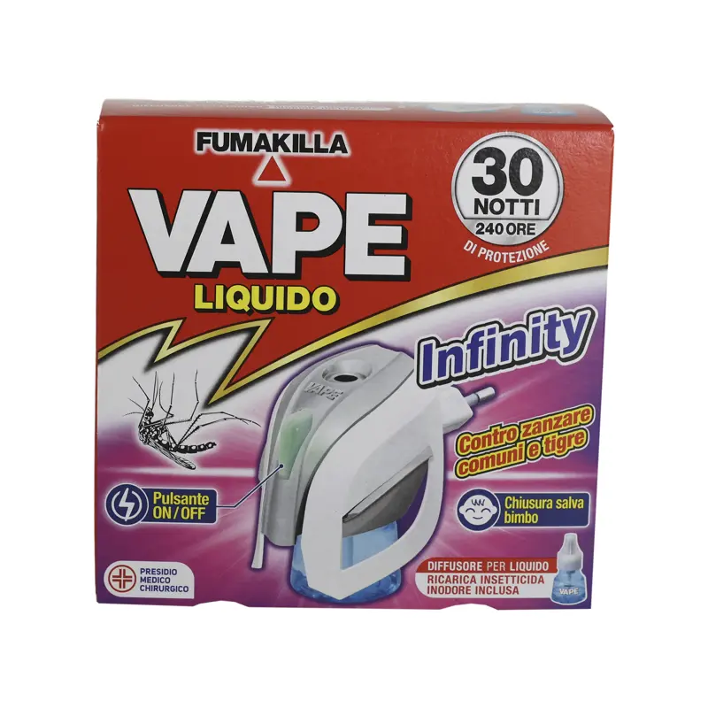 VAPE ELETTROEMANATORE + RICARICA LIQUIDA 30 NOTTI 15 ML INFINITY
