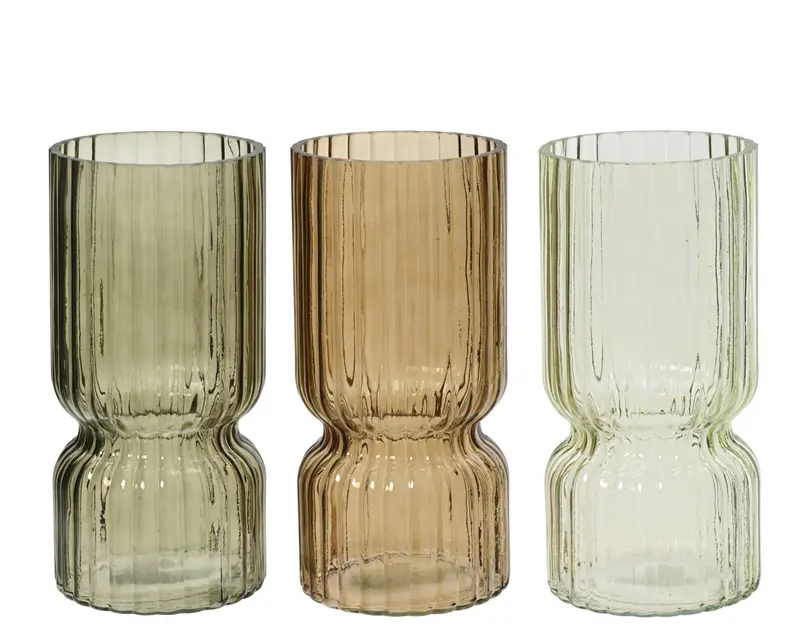 Vaso in Vetro Soffiato Colorato – Design Moderno a Coste| Rohome