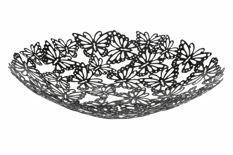 Vassoio in metallo con farfalle nero | Rohome