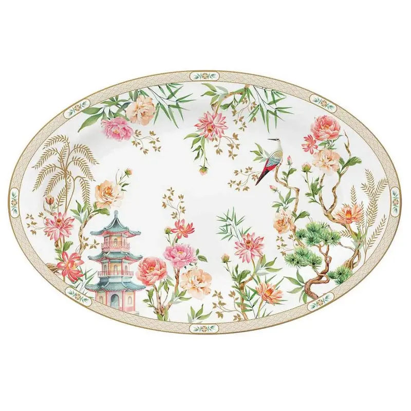 Vassoio Ovale 35x23,5cm Porcellana Jardins d'Orient | Rohome