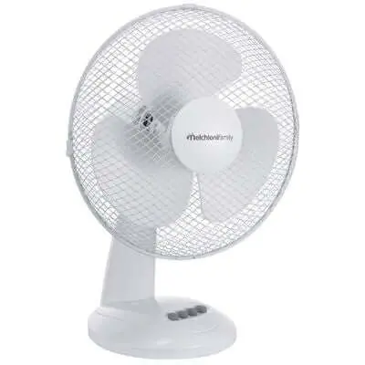 Ventilatore da Tavolo Oscillante Melchioni 30cm 40W - 3 Velocità Bianco