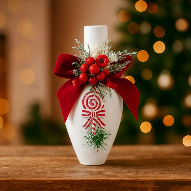 Villa Collection Vasetto Bianco Natale H 28  cm