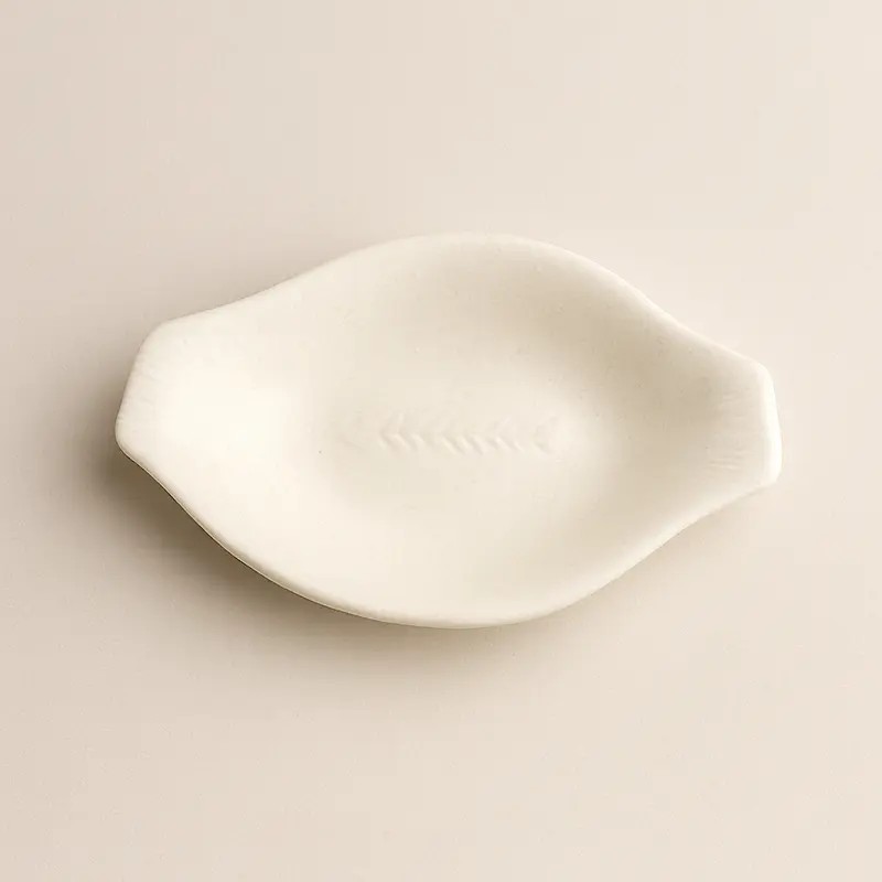 Wald Svuotatasche Ovale Ceramica Bianca Kergres 23x14xH4,5 cm