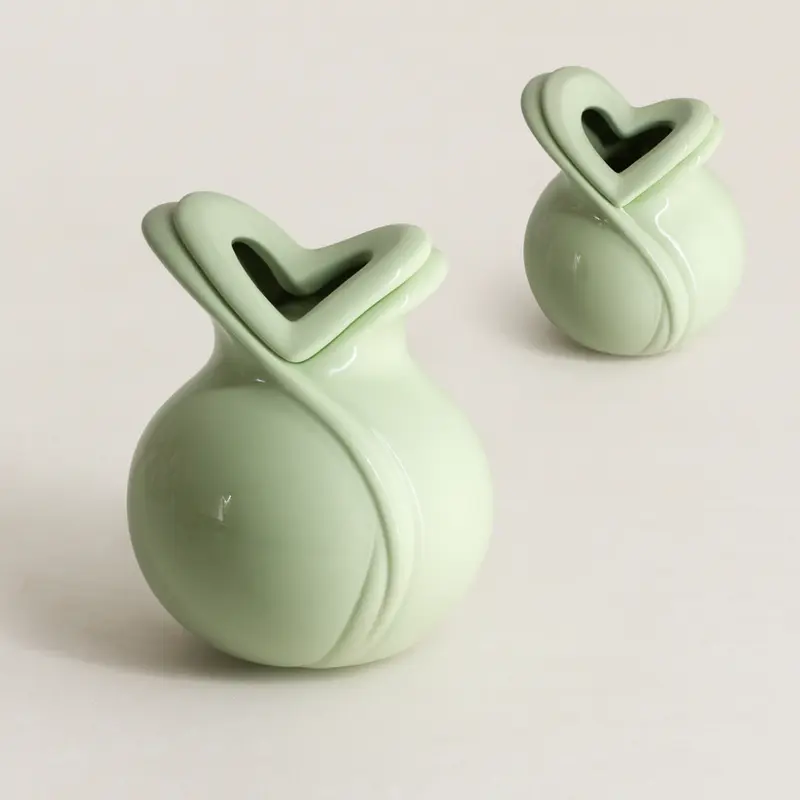 Weds Vaso Diffusore Cuori Porcellana H 15x13 Verde