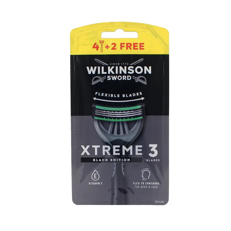 WILKINSON RASOIO XTREME3 FLEXIBLE 4+2 PEZZI BLACK COMFORT