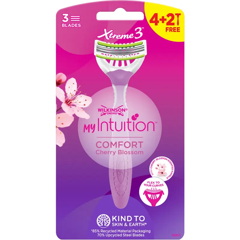 WILKINSON XTREME3 MY INTUITION RASOIO COMFORT CHERRY BLOSSOM USA&GETTA 4+2 PEZZI DONNA