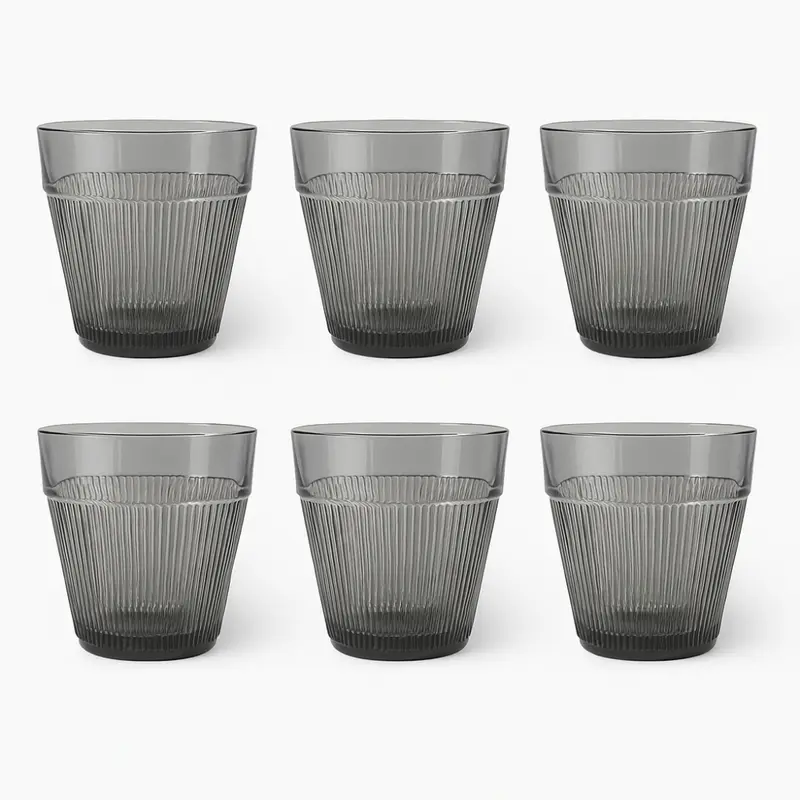 Zafferano Set 6 Bicchieri Tumbler Fumè Vetro H 9 cm Ø 9,3 cm
