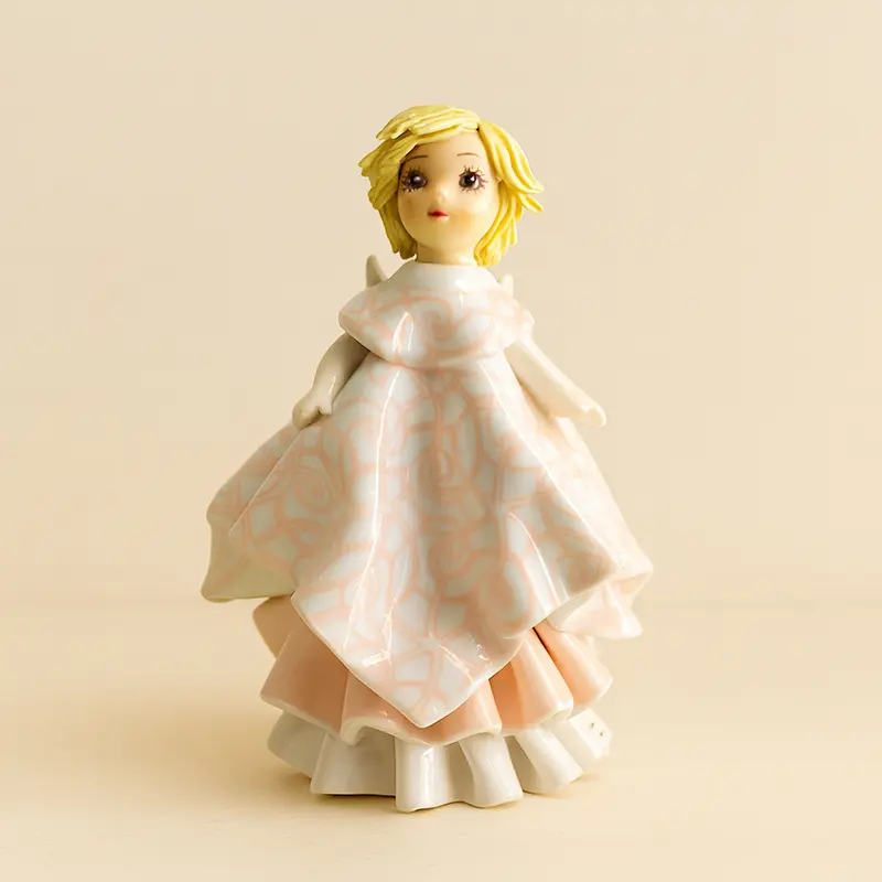 Zampiva Angelo Rosa Ceramica H12,5 cm Made in Italy