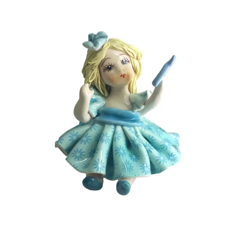 Zampiva Bambina Selfie Azzurra Ceramica 20 cm