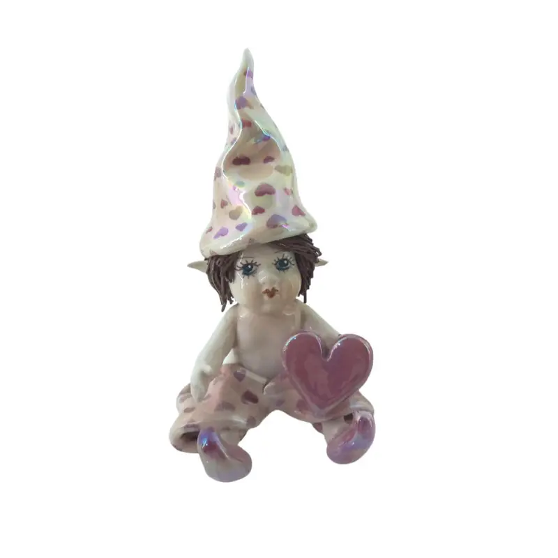 Zampiva Mago Rosa con Cuore Ceramica H 9,5 cm