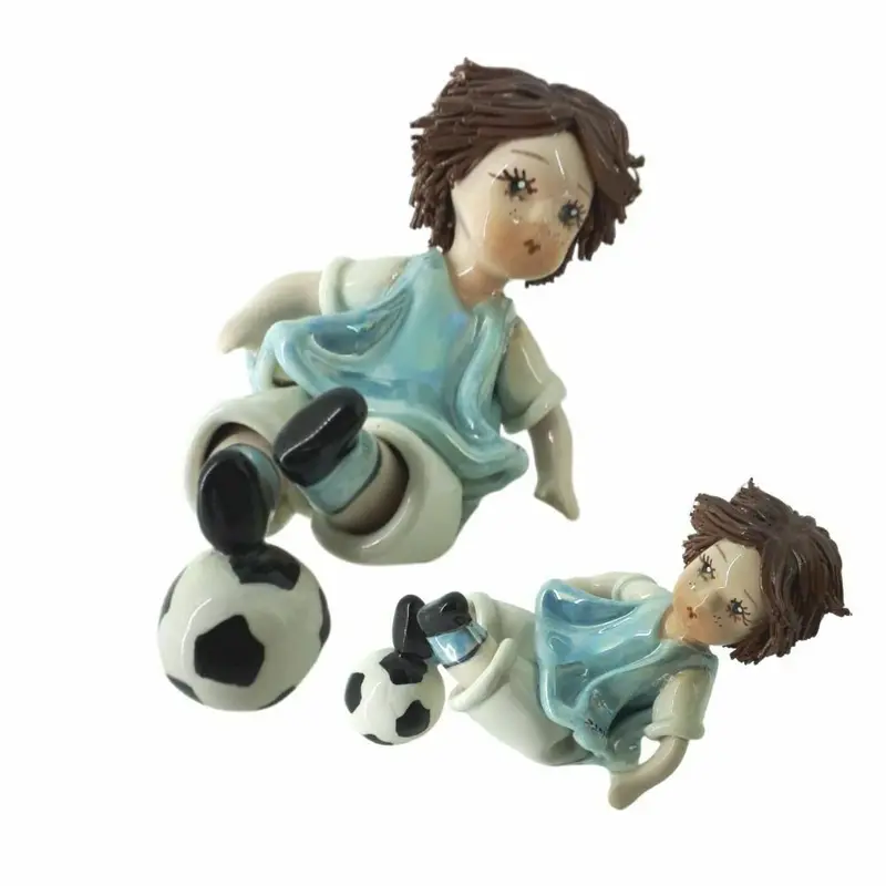 Zampiva Statuina Calciatore Ceramica Artigianale H 6,5x11 cm