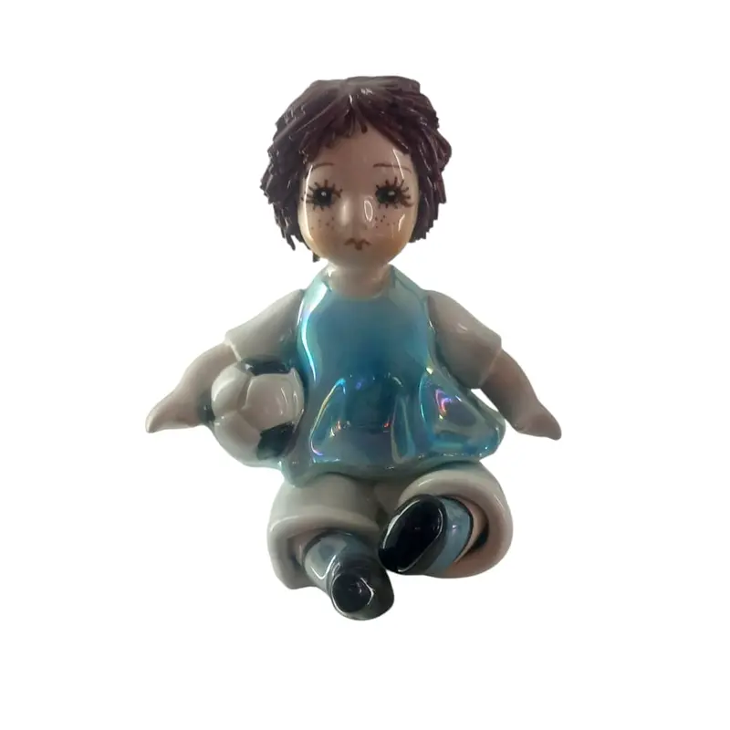 Zampiva Statuina Calciatore Porcellana Artigianale H 9x7 cm